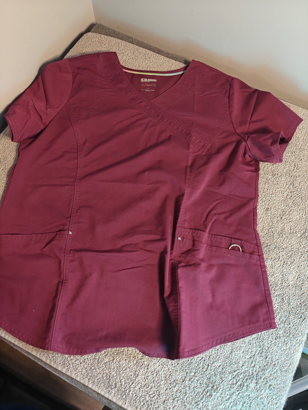 Scrubstar Women's Maroon V-Neck Utility Scrub Top